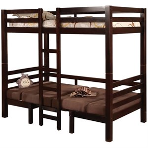 pemberly row twin over twin convertible bunk bed in brown