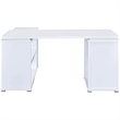 Pemberly Row Contemporary Wood L Shaped Writing Desk in White/Silver