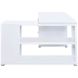 Pemberly Row Contemporary Wood L Shaped Writing Desk in White/Silver