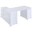 Pemberly Row Contemporary Wood L Shaped Writing Desk in White/Silver
