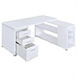 Pemberly Row Contemporary Wood L Shaped Writing Desk in White/Silver