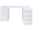 Pemberly Row Contemporary Wood L Shaped Writing Desk in White/Silver