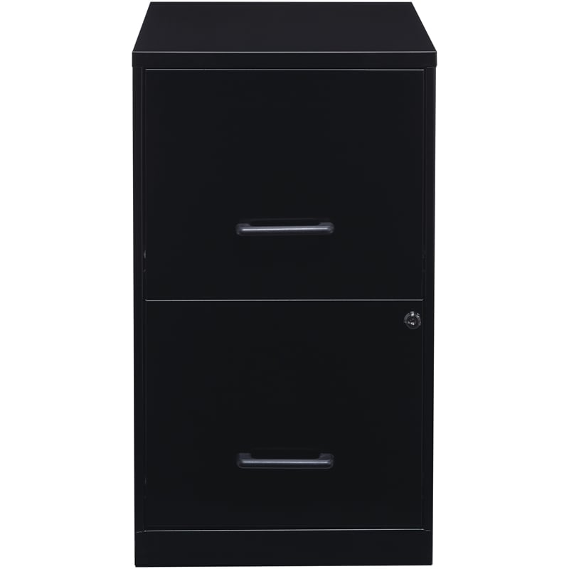 Pemberly Row Modern 2-Drawers Vertical Black Metal Filing Cabinet Pre-assembled