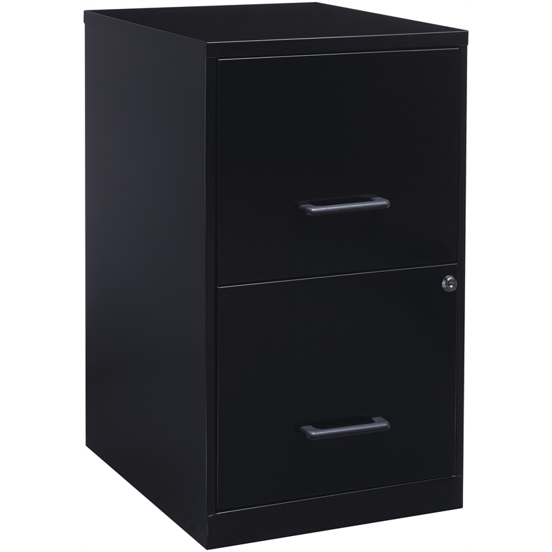 Pemberly Row Modern 2-Drawers Vertical Black Metal Filing Cabinet Pre-assembled