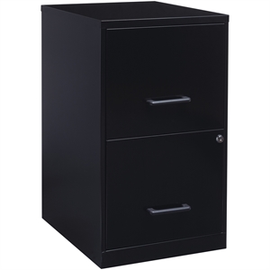 Pemberly Row Modern 2-Drawers Vertical Black Metal Filing Cabinet Pre-assembled
