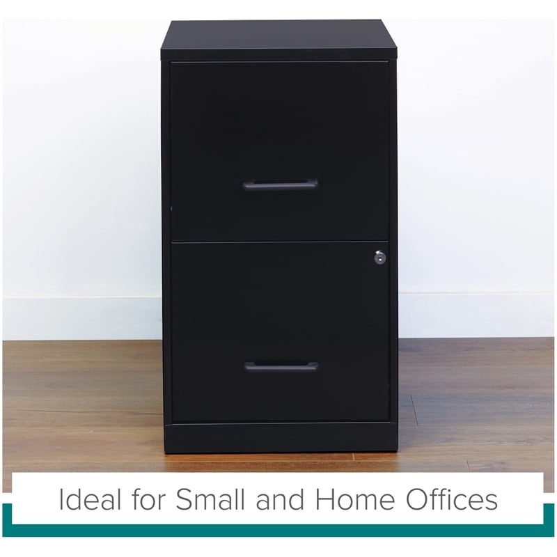 Pemberly Row Modern 2-Drawers Vertical Black Metal Filing Cabinet Pre-assembled