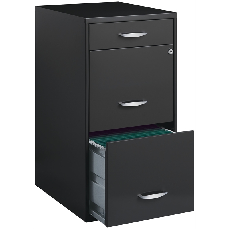 Pemberly Row 3-Drawers Vertical Charcoal Metal Filing Cabinet Pre-assembled