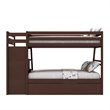 Pemberly Row Contemporary Pine Wood Twin over Full Storage Bunk Bed in Espresso