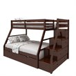 Pemberly Row Contemporary Pine Wood Twin over Full Storage Bunk Bed in Espresso