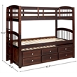 Pemberly Row Contemporary Wood Twin over Twin Storage Bunk Bed in Espresso