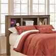 Pemberly Row Full Bookcase Headboard with Nailhead Trim in Brown