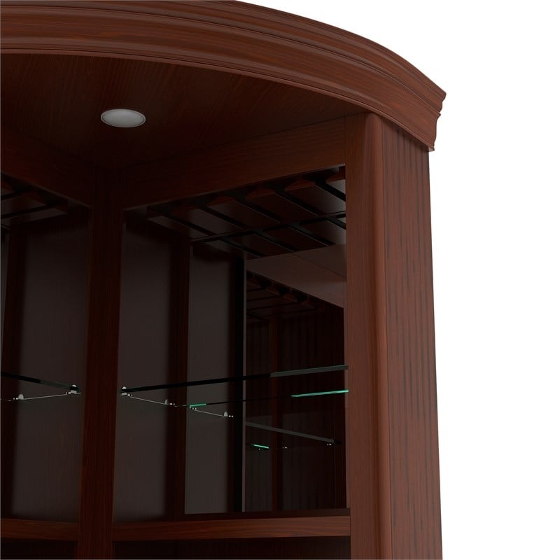 Pemberly Row Traditional Wood Corner Home Bar in Dark Cherry