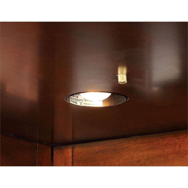 Pemberly Row Traditional Wood Corner Home Bar in Dark Cherry