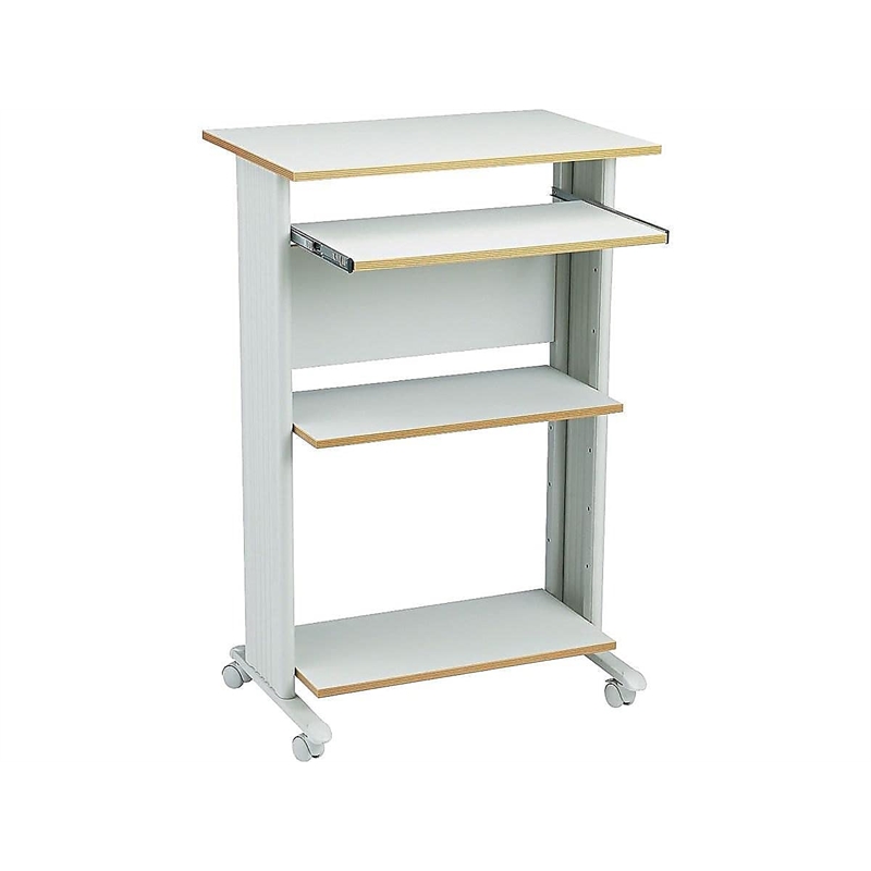 Pemberly Row Standing Computer Cart Workstation in Gray