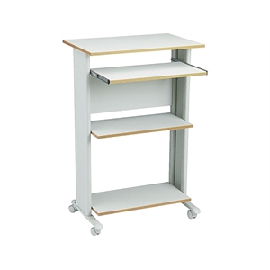 Pemberly Row Standing Computer Cart Workstation in Gray