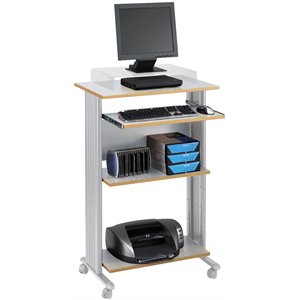 pemberly row standing computer cart workstation in gray