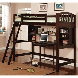 pemberly row twin loft bed in cappuccino