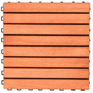 Pemberly Row 8 Interlocking Slats Deck Tile in Teak (Set of 10)