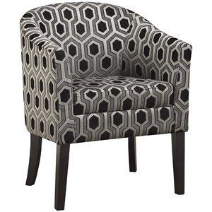 pemberly row barrel back accent chair in gray and white