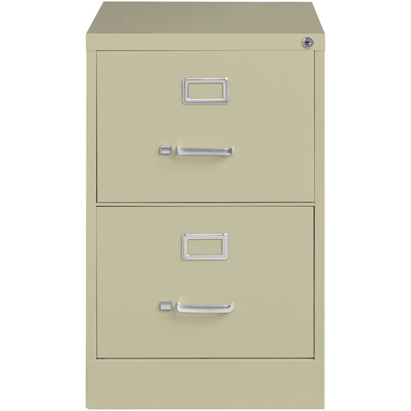 Pemberly Row Modern 2-Drawers Vertical Beige Metal Filing Cabinet Pre-assembled