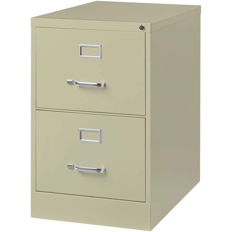 Pemberly Row Modern 2-Drawers Vertical Beige Metal Filing Cabinet Pre-assembled
