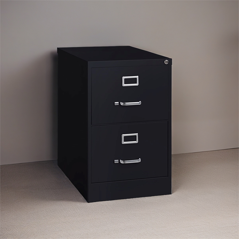 Pemberley Row Metal Black Filing Cabinet Vertical 2-Drawer 28.38