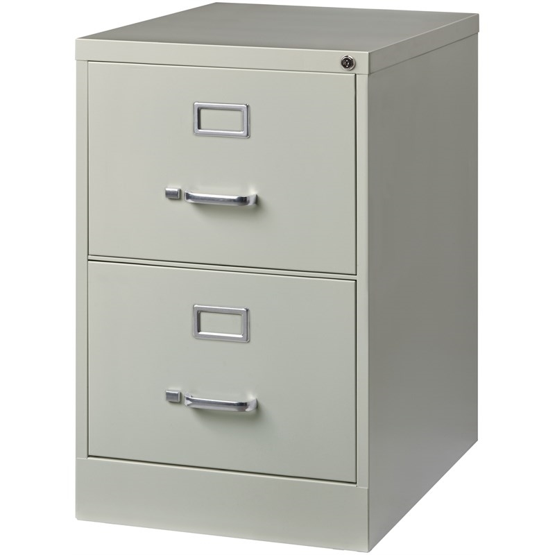 Pemberly Row 2 Drawers Vertical Gray Metal Filing Cabinet Pre-assembled