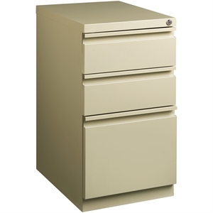 Pemberly Row 20&quot 3-Drawer Modern Metal Mobile Pedestal Filing Cabinet in Beige