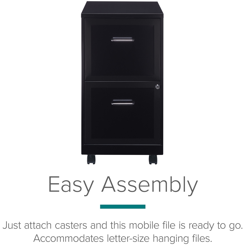 Pemberly Row 2 Drawers Vertical Black Metal Filing Cabinet Pre-assembled
