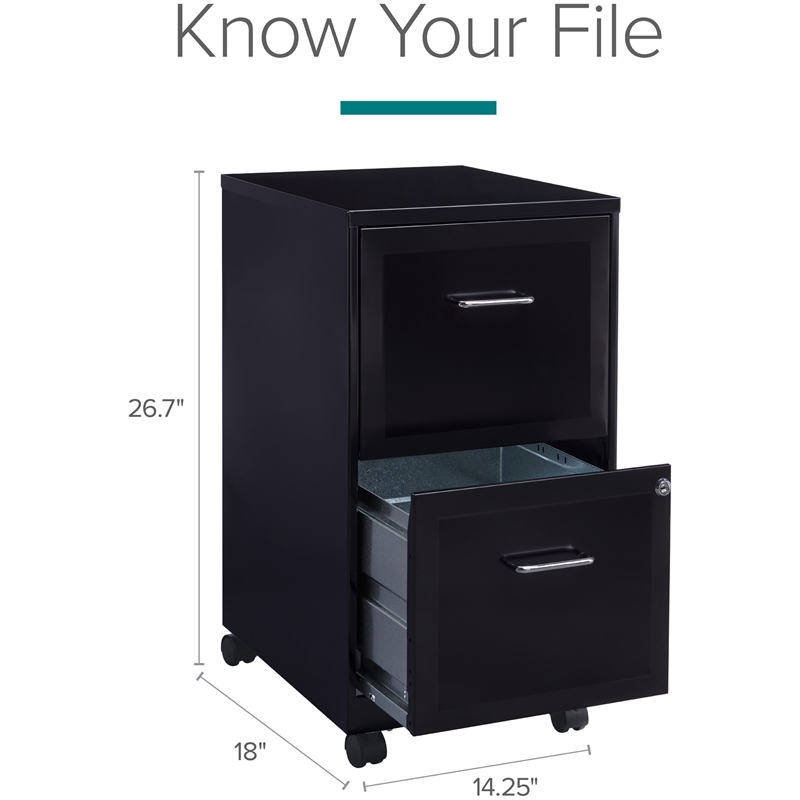 Pemberly Row 2 Drawers Vertical Black Metal Filing Cabinet Pre-assembled