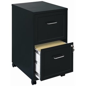 Pemberly Row 2 Drawers Vertical Black Metal Filing Cabinet Pre-assembled