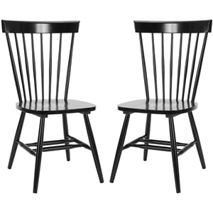 Pemberly Row Traditional Dining Side Chair in Black (Set of 2)