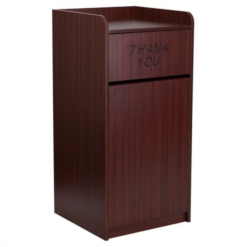 Pemberly Row Tray Top Trash Receptacle in Mahogany