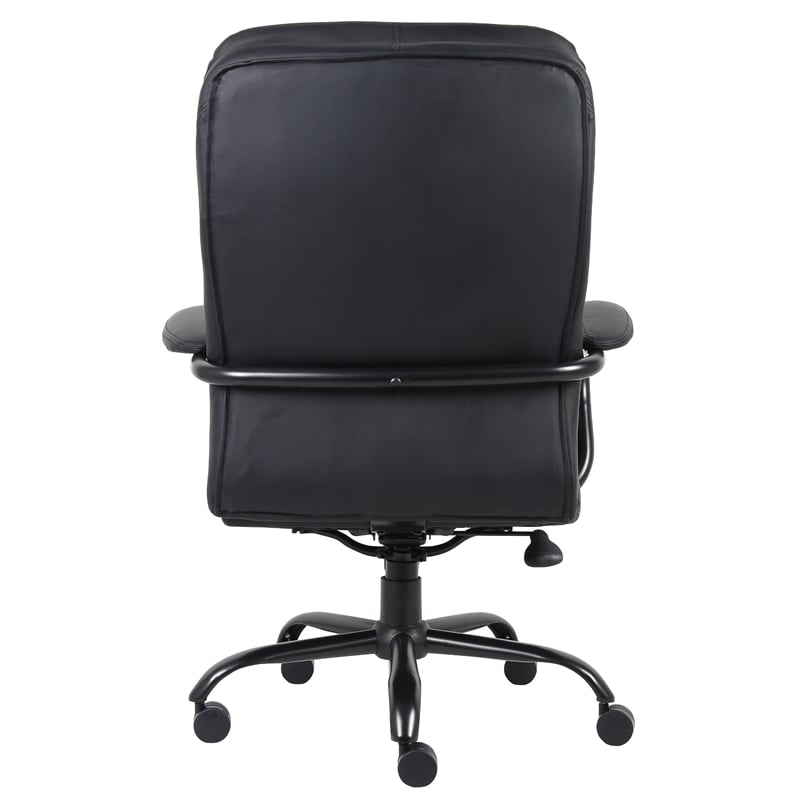 pemberly row leather upholstered swivel office chair in black