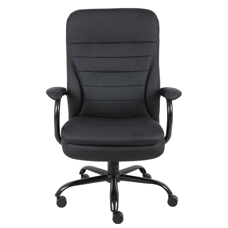 pemberly row leather upholstered swivel office chair in black