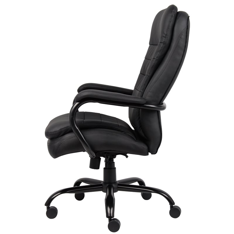 pemberly row leather upholstered swivel office chair in black