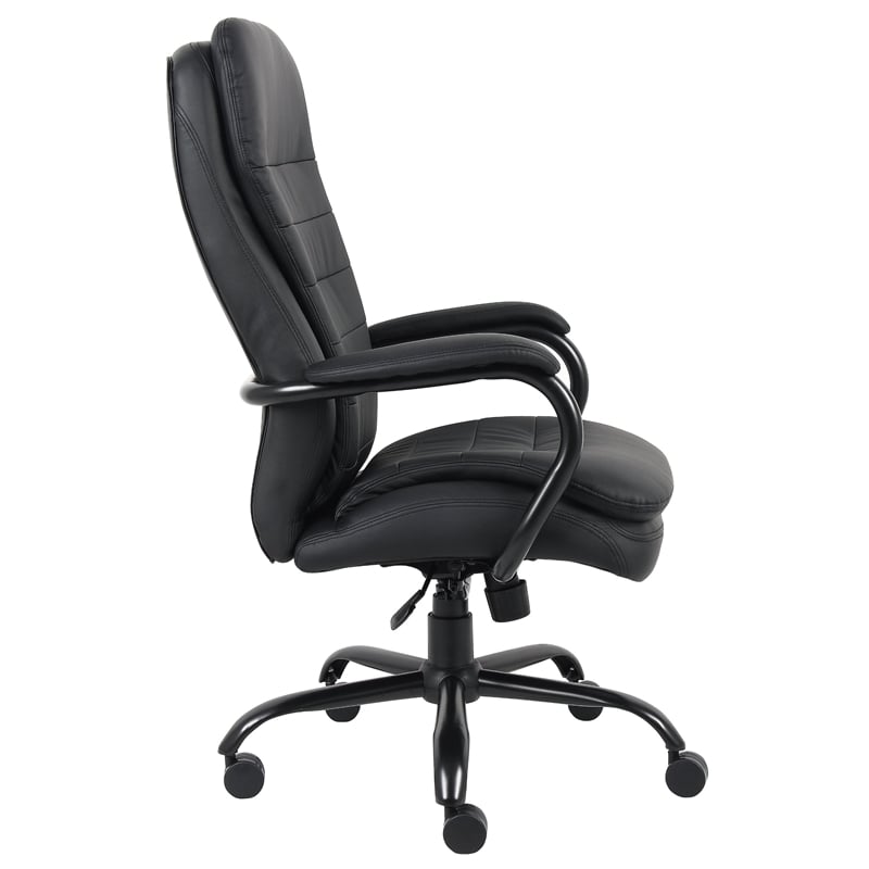 pemberly row leather upholstered swivel office chair in black