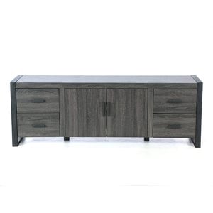 Pemberly Row Industrial Wood TV Stand for TVs up to 70&quot in Charcoal Gray