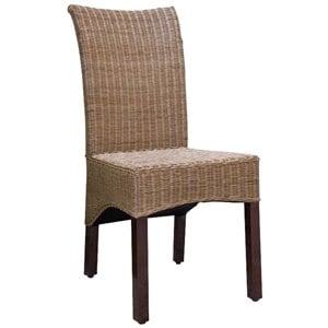 Pemberly Row Wicker Dining Side Chair in Natural Rattan