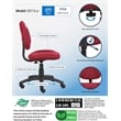 Pemberly Row Fabric/Nylon Adjustable Seat Swivel Office Chair in Burgundy Red