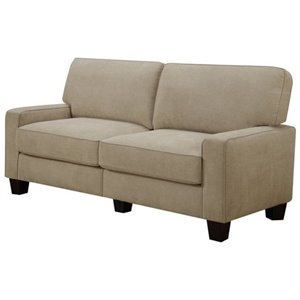 Pemberly Row Contemporary Linen Fabric Sofa in Silica Sand Beige