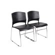 Pemberly Row Plastic Stacking Chair in Black/Chrome (Set of 4)