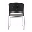 Pemberly Row Plastic Stacking Chair in Black/Chrome (Set of 4)
