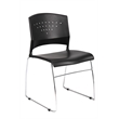 Pemberly Row Plastic Stacking Chair in Black/Chrome (Set of 4)