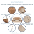Pemberly Row Resin Wicker Hanging Porch Swing with Cushion in Honey/Tan