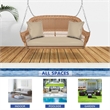 Pemberly Row Resin Wicker Hanging Porch Swing with Cushion in Honey/Tan