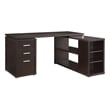 Pemberly Row Contemporary Wood L Shaped Writing Desk in Cappuccino
