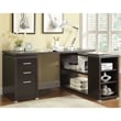 Pemberly Row Contemporary Wood L Shaped Writing Desk in Cappuccino