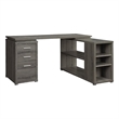 Pemberly Row Contemporary Wood L Shape Writing Desk in Weathered Gray/Silver