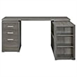 Pemberly Row Contemporary Wood L Shape Writing Desk in Weathered Gray/Silver